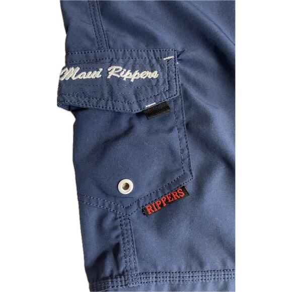 Maui Rippers Board Shorts Mens Size 14 Blue Draw String Hawaiian Swim Trunks - Picture 4 of 6